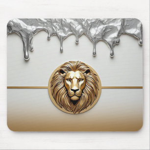 Gouden Leeuw Symbool Luxe Metaal Stijl 🦁 Muismat