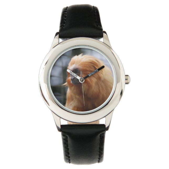 Gouden Leeuw Tamarin Aap Horloge (Voorkant)