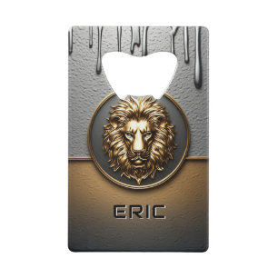 Gouden Leeuwengezicht Met Druipend Metaal 🦁 Kredietkaart Flessenopener