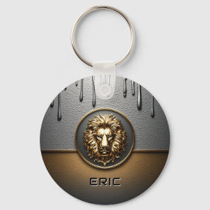 Gouden Leeuwengezicht Met Druipend Metaal 🦁 Sleutelhanger