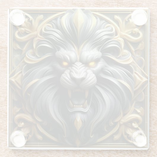 Gouden Leeuwenkop met ingewikkelde details Glazen Onderzetter (Achterkant)