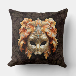 Gouden Leeuwenmasker met Oranje Veren Kussen