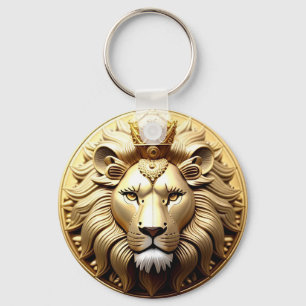 Gouden Leeuwmedaille Met Kroon Sleutelhanger