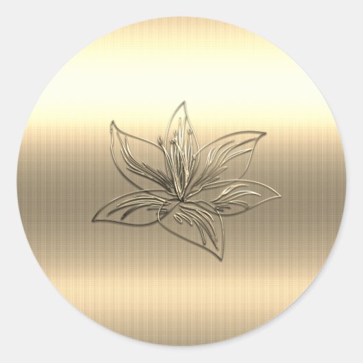 Gouden Lelie Bloem Ronde Sticker (Voorkant)