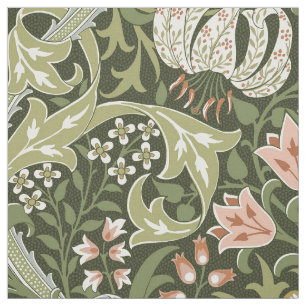 Gouden lelie bosgroen William Morris Stof