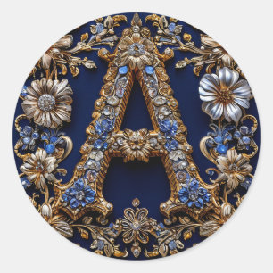 Gouden Letter "A" Persoonlijke Cadeau, Romantisch Ronde Sticker