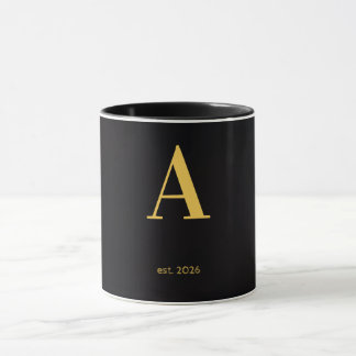Gouden Letter A Zwarte Mok | Minimalistische Monog