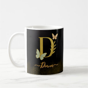 Gouden letter D Vlinder Mok Ontwerp