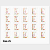 Gouden letter E met bloemen Vierkante Sticker (Vel)