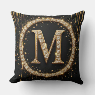 Gouden Letter M Monogram Persoonlijk Initiaal Cade Kussen