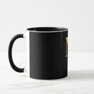 Gouden Letter M Zwarte Mok Minimalistische Monog