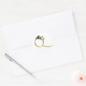 Gouden letter MONOGRAM boho bordeauxrode bloemen   Ronde Sticker (Envelop)