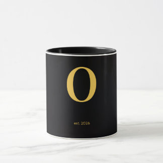Gouden Letter O Zwarte Mok | Minimalistische Mono