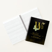 Gouden letter W Butterfly Notitieboek Hoesje (Binnen)