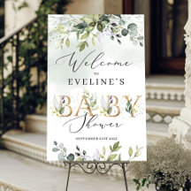 Gouden letters groen baby shower welkomstbord