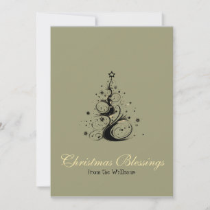 Gouden lettertype Minimalistische kerstboom vakant Feestdagenkaart