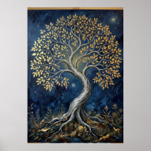 Gouden Levensboom Hemelposter Mystieke Bl Poster