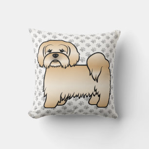 Gouden Lhasa Apso Schattige Cartoon Hond & Pootjes Kussen