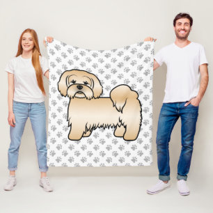 Gouden Lhasa Apso Schattige Cartoonhond Illustrati Fleece Deken