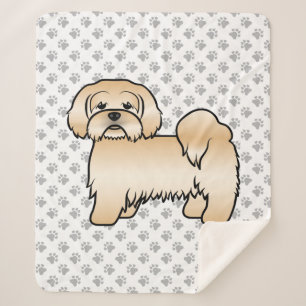 Gouden Lhasa Apso Schattige Cartoonhond Illustrati Sherpa Deken