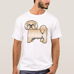 Gouden Lhasa Apso Schattige Cartoonhond Illustrati T-shirt