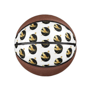 Gouden libel in zwarte cirkel basketbal