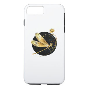 Gouden libel in zwarte cirkel iPhone 8 plus / 7 plus hoesje