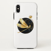 Gouden libel in zwarte cirkel Case-Mate iPhone case (Achterkant)