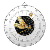 Gouden libel in zwarte cirkel dartbord (Voorkant)