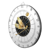 Gouden libel in zwarte cirkel dartbord (Voorkant Rechts)