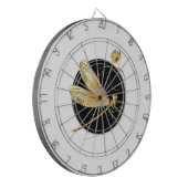 Gouden libel in zwarte cirkel dartbord (Voorkant Links)