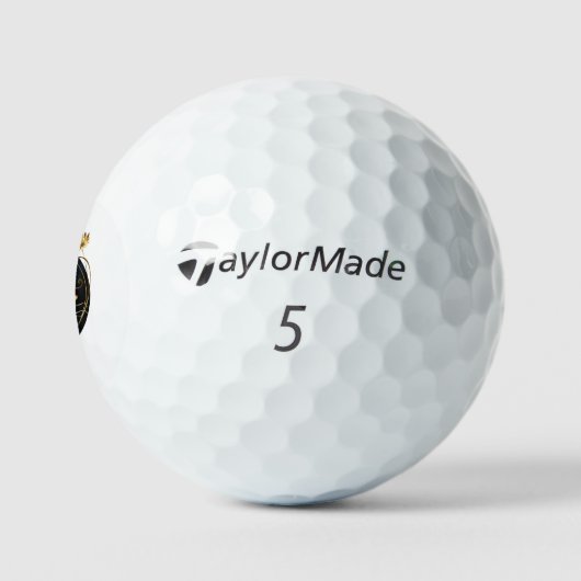 Gouden libel in zwarte cirkel golfballen (Logo)