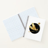 Gouden libel in zwarte cirkel notitieboek (Binnen)
