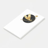 Gouden libel in zwarte cirkel post-it® notes (Schuin)