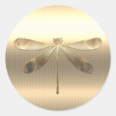  gouden libel ronde sticker (Voorkant)