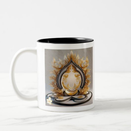 Gouden licht meditatie tweekleurige koffiemok (Links)