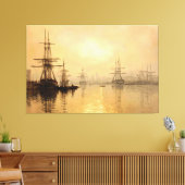 Gouden licht op de historische haven van Boston Canvas Afdruk (Insitu (Woonkamer))