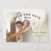 Gouden Lichteffecten Typografie Foto Save the Date Kaart (Voorkant)