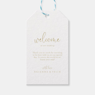 Gouden Liefde Fancy Script Bruiloft Welkom Cadeaulabel