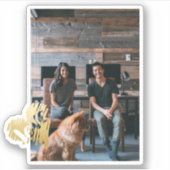 Gouden Liefde Hart Foto Gepersonaliseerd Sticker (Voorkant)