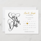 Gouden Liefde Hart Kalender QR Code Bruiloft Save The Date (Voorkant)