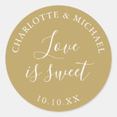 Gouden liefde is zoete huwelijksgunst ronde sticker (Voorkant)