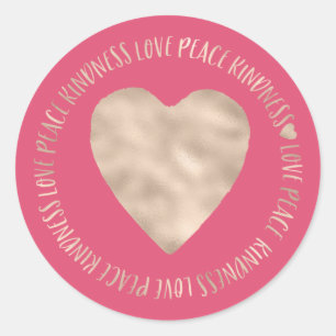 Gouden Liefde Vrede Vriendelijkheid Hart inspirere Ronde Sticker