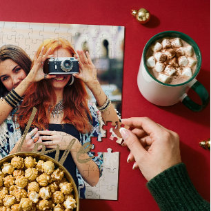 Gouden Liefdekwast Schrift Overlay Koppel Foto Her Legpuzzel