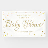 Gouden Liefdesharten Baby Shower Strooiwelkom Spandoek (Horizontaal)