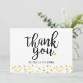 Gouden Liefdesharten Confetti Script Bedankkaart (Staand voorkant)