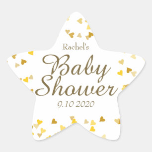 Gouden Liefdeshartjes Baby Shower / Spetterfeest / Ster Sticker