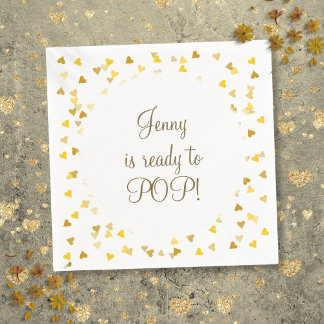 Gouden Liefdeshartjes Baby Shower Sprinkle Servet