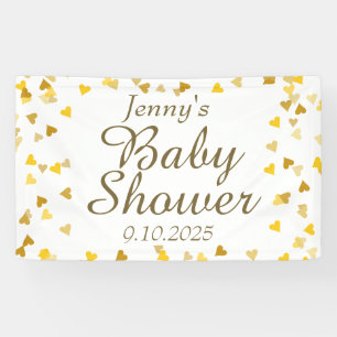 Gouden Liefdeshartjes Baby Shower / Sprinkle Spandoek