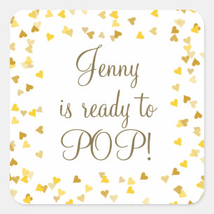 Gouden Liefdeshartjes Klaar om te Barsten Baby Sho Vierkante Sticker